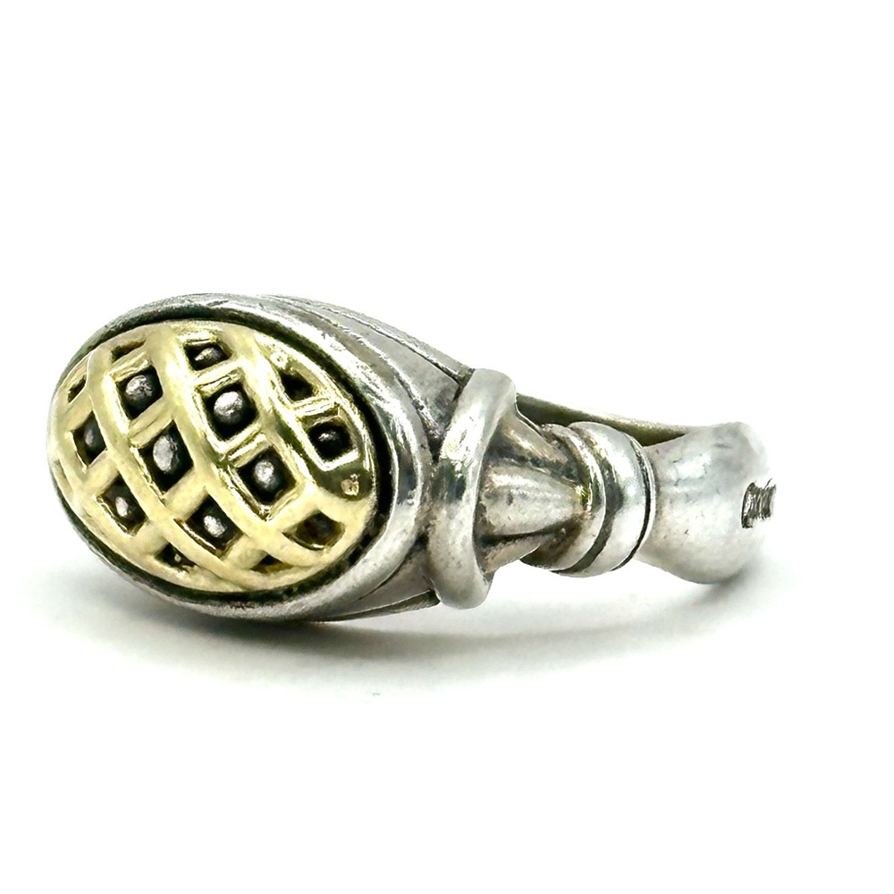 Lagos VINTAGE Caviar Two Tone Silver & Gold Ring Size 7